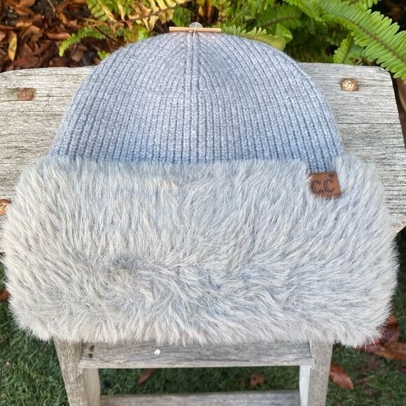 NWT New C.C. Grey Fuzzy Beanie/Hat w/Laser Engraved Non-Branded Chanel Patch OS - Picture 4 of 9